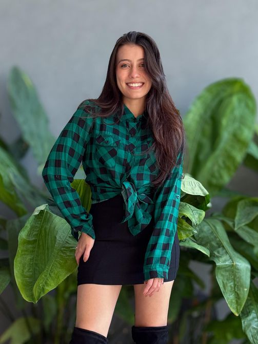 Camisa em Viscose XADREZ VERDE E PRETO - LOJA TUTTI FRUTTI