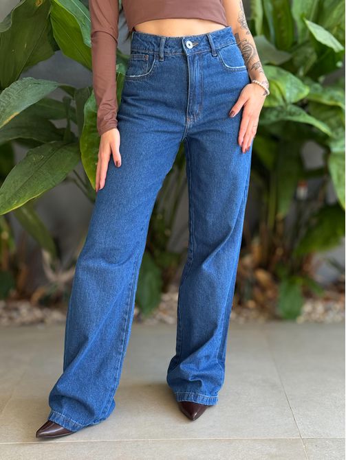 Calça Wide Legg Jeans Nexxo 11 LAVAGEM ESCURA - LOJA TUTTI FRUTTI