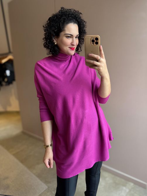Poncho em Tricot ROSA PINK - LOJA TUTTI FRUTTI