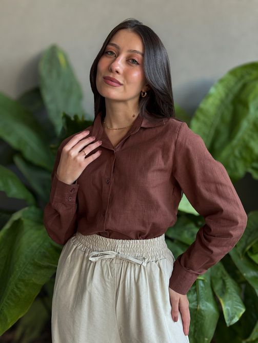 Camisa Helena MARROM - LOJA TUTTI FRUTTI