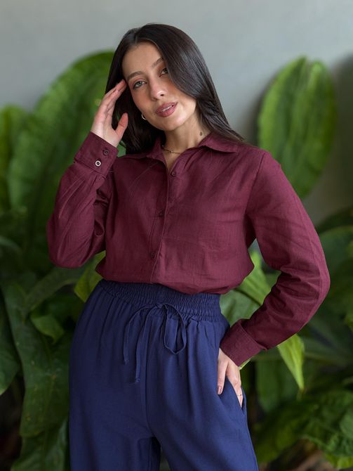 Camisa Helena VINHO - LOJA TUTTI FRUTTI