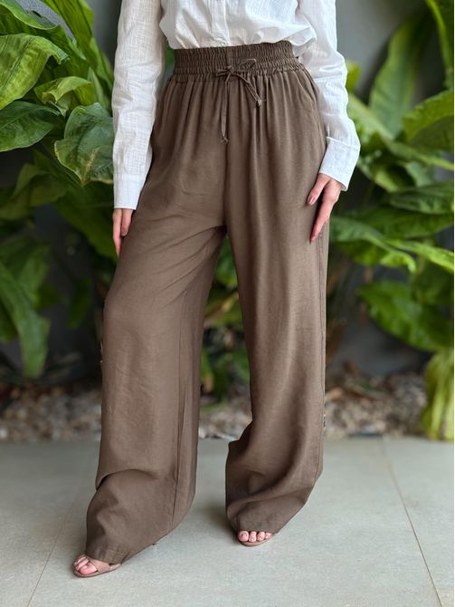 Calça Pantalona Leila com Elástico no cós VERDE MI... - LOJA TUTTI FRUTTI