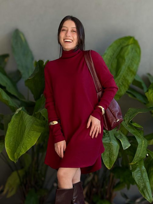Vestido Tricot Lara VINHO - LOJA TUTTI FRUTTI