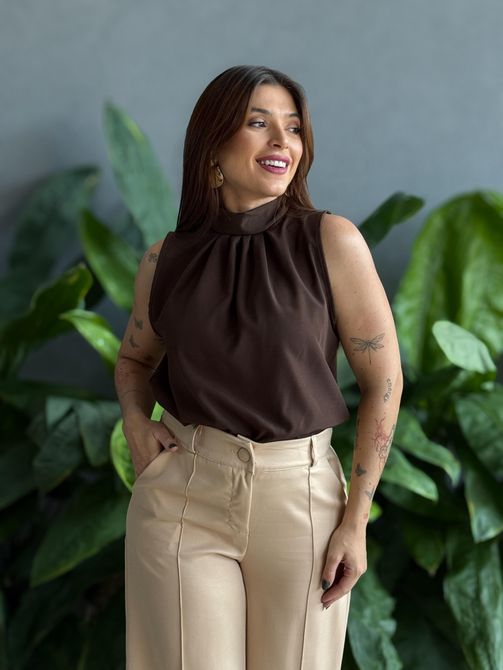 Blusa Geise Cavada MARROM - LOJA TUTTI FRUTTI