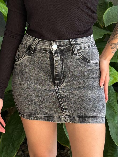 Saia Jeans Curta Mel JEANS ACINZENTADO - LOJA TUTTI FRUTTI