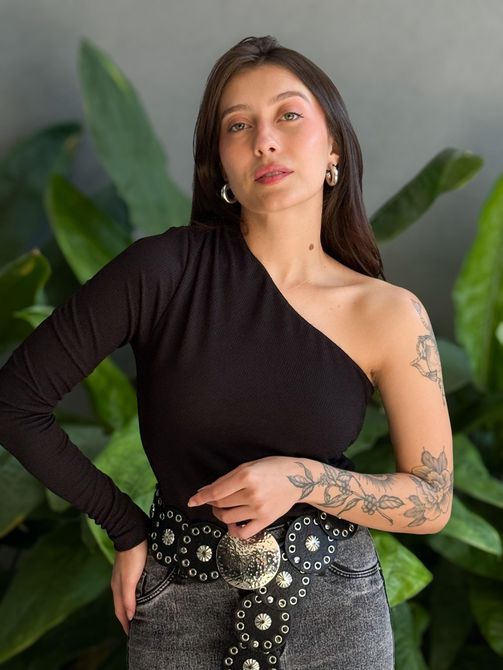 Body Nula Manga Aline PRETO - LOJA TUTTI FRUTTI