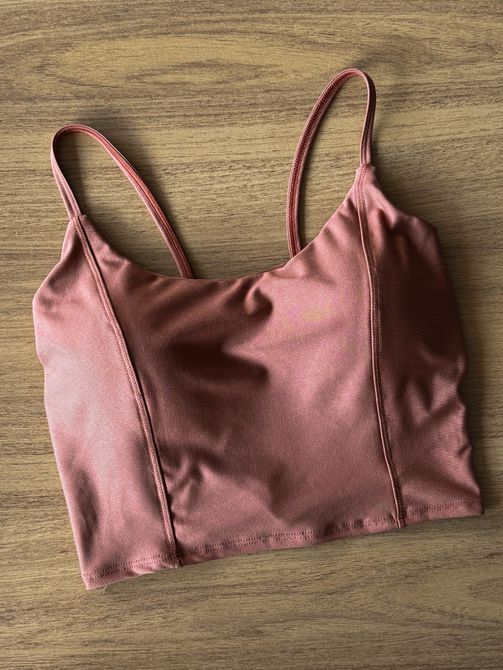 Cropped Alças Finas em Poliamida TERRACOTA - LOJA TUTTI FRUTTI
