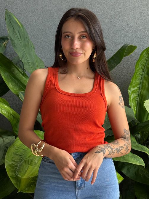 Regata Rita Malha Ribana TERRACOTA - LOJA TUTTI FRUTTI