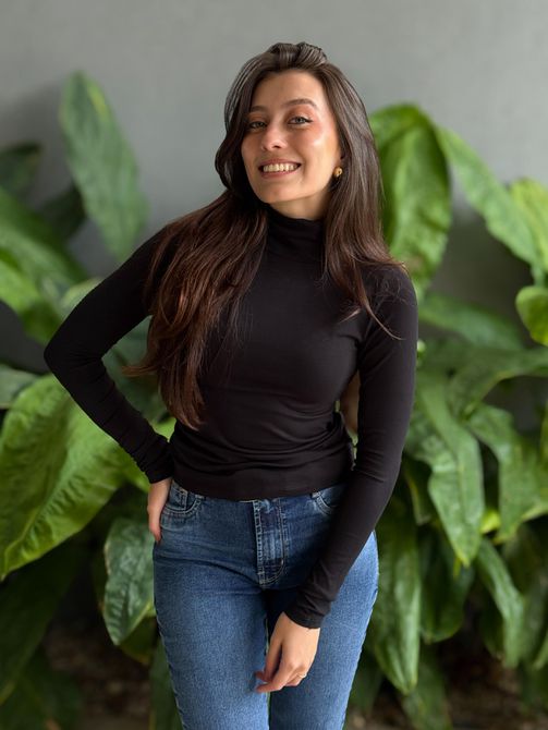 Blusa Segunda Pele Manga Longa em Viscolycra Gola ... - LOJA TUTTI FRUTTI