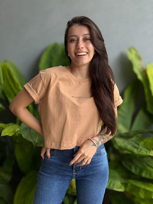 T-shirt Be Happy For You BEGE - LOJA TUTTI FRUTTI
