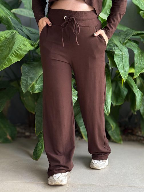 Calça Pantalona em Moletinho com elástico no cós M... - LOJA TUTTI FRUTTI