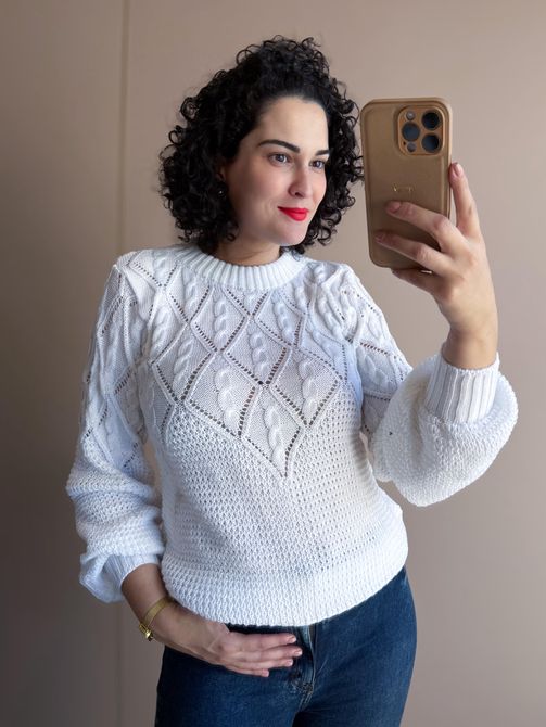 Blusa em Tricot Monique OFF WHITE - LOJA TUTTI FRUTTI