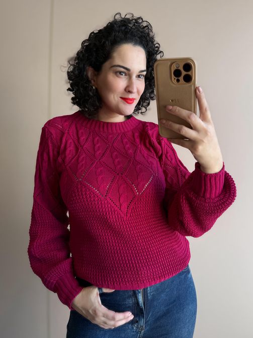 Blusa em Tricot Monique FÚCSIA - LOJA TUTTI FRUTTI