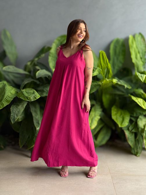 Vestido Longo Sabrina ROSA PINK - LOJA TUTTI FRUTTI