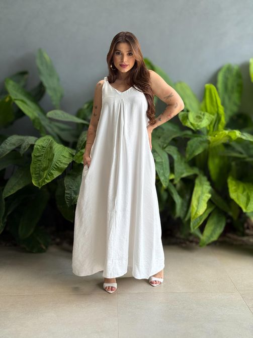Vestido Longo Sabrina OFF WHITE - LOJA TUTTI FRUTTI