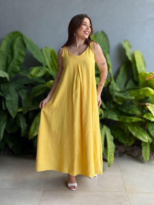 Vestido Longo Sabrina AMARELO - LOJA TUTTI FRUTTI