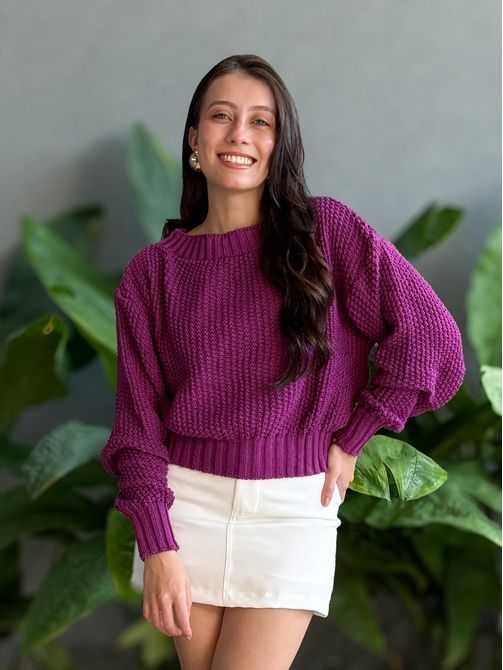 Blusa Tricot Mirela ROXO - LOJA TUTTI FRUTTI