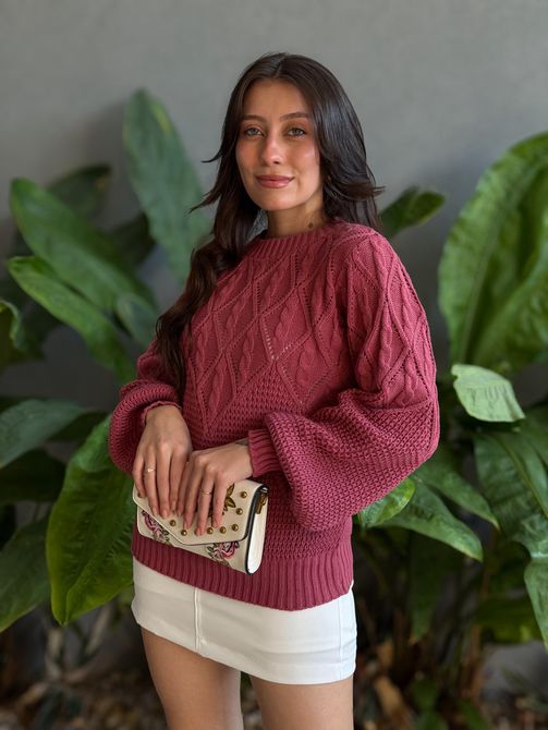 Blusa em Tricot Monique ROSA QUEIMADO - LOJA TUTTI FRUTTI