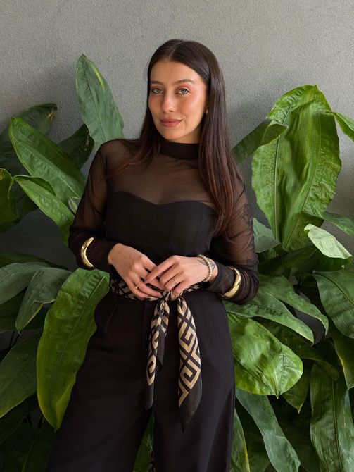 Blusa Segunda Pele em Tule PRETO - LOJA TUTTI FRUTTI