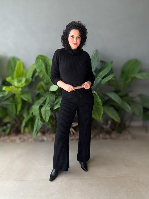 Conjunto Tricot Elen Blusa e Calça PRETO - LOJA TUTTI FRUTTI