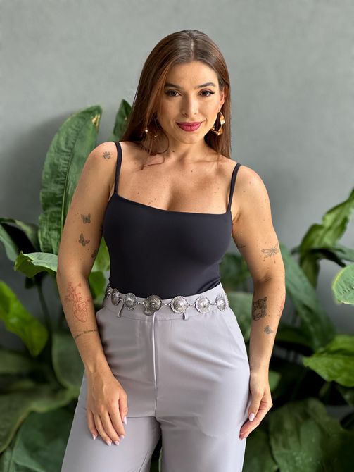 Body Poliamida Alças Finas PRETO - LOJA TUTTI FRUTTI