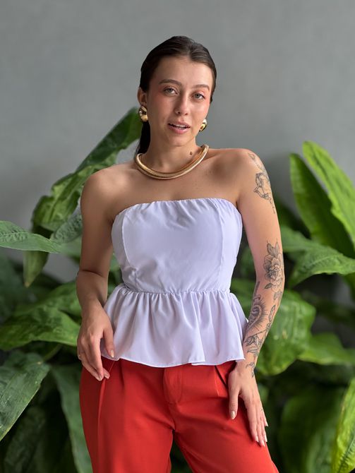 Blusa sem Alças Natalia BRANCO - LOJA TUTTI FRUTTI