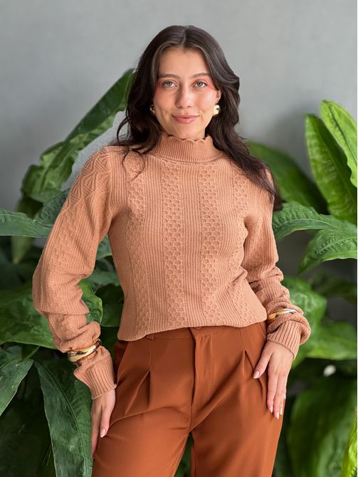 Tricot Manga Longa Suzan BEGE - LOJA TUTTI FRUTTI