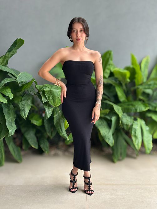 Vestido Mabel Midi Decote Sem Alças Costas Cruzada... - LOJA TUTTI FRUTTI