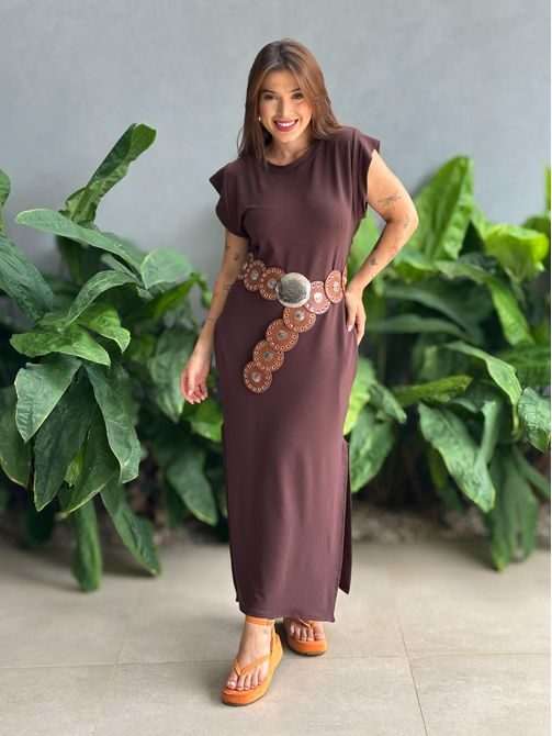 Vestido Muscle Malha Premium MARROM ESCURO - LOJA TUTTI FRUTTI