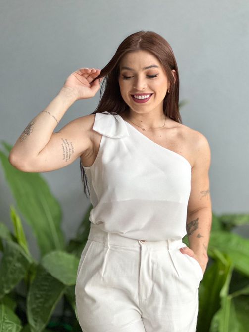 Blusa Nula Manga Pilar OFF WHITE - LOJA TUTTI FRUTTI