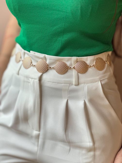 Cinto Metal Circulos com Textura DOURADO - LOJA TUTTI FRUTTI