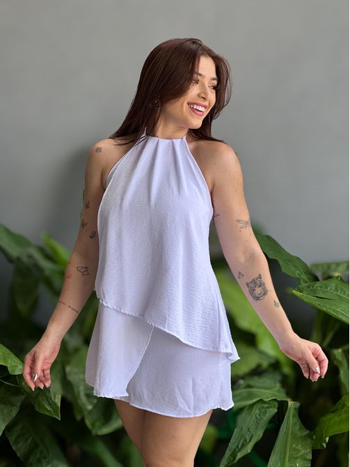 Vestido Frente única Babados Dara BRANCO - LOJA TUTTI FRUTTI