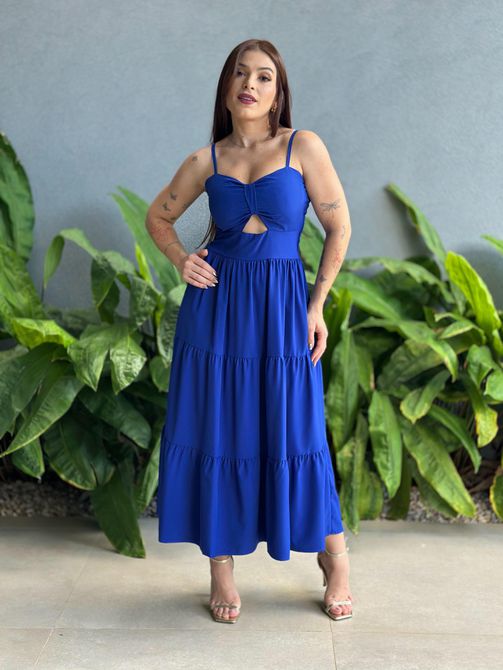 Vestido Midi Flavia AZUL BIC - LOJA TUTTI FRUTTI