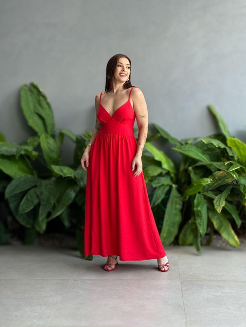 Vestido Longo Mariane VERMELHO - LOJA TUTTI FRUTTI