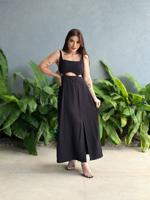 Vestido Midi Jhenifer PRETO - LOJA TUTTI FRUTTI