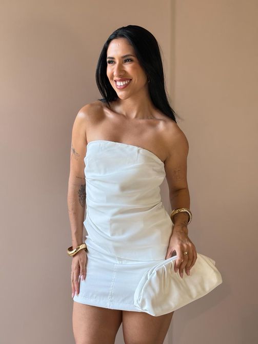 Blusa Sem Alças em Alfaiataria OFF WHITE - LOJA TUTTI FRUTTI