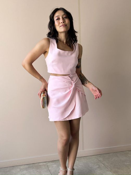 Conjunto Ayla Cropped e Shorts Saia em Alfaiataria... - LOJA TUTTI FRUTTI