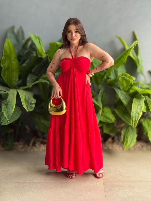 Vestido Longo Gabriele VERMELHO. - LOJA TUTTI FRUTTI