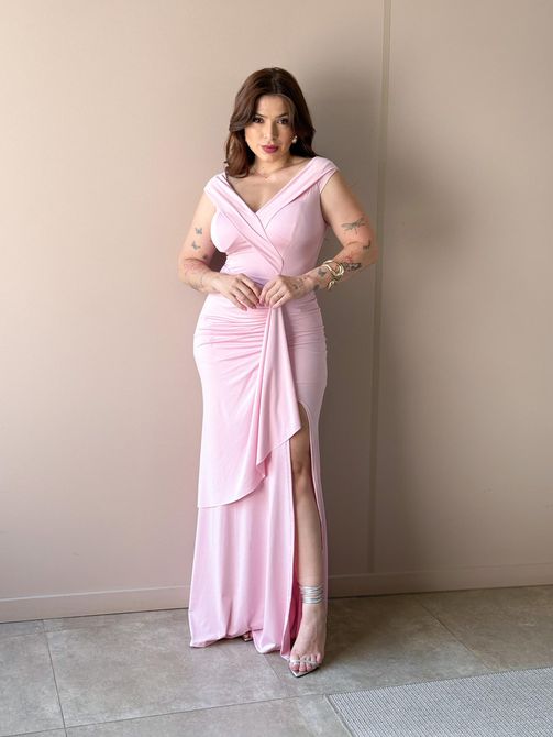 Vestido Longo Lara ROSA CLARO - LOJA TUTTI FRUTTI