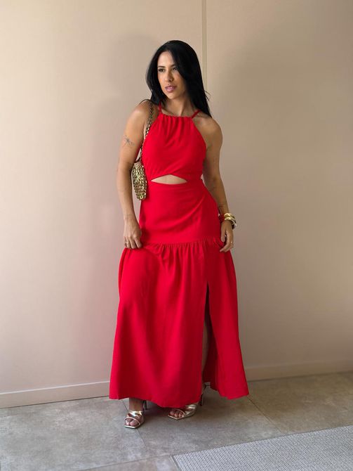 Vestido Longo Leticia VERMELHO - LOJA TUTTI FRUTTI