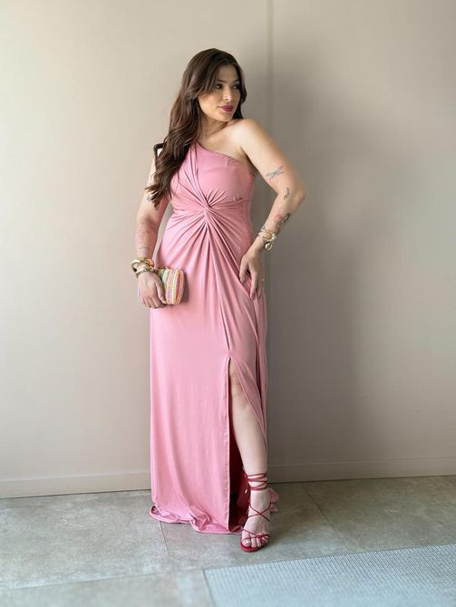 Vestido Longo Luna Nula Manga ROSA CLARO - LOJA TUTTI FRUTTI