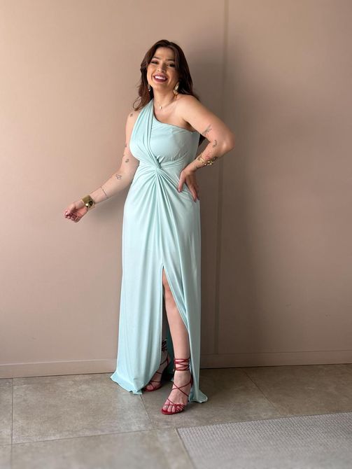 Vestido Longo Luna Nula Manga VERDE CLARO - LOJA TUTTI FRUTTI