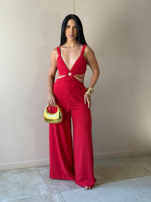 Macacão Longo Maju VERMELHO - LOJA TUTTI FRUTTI