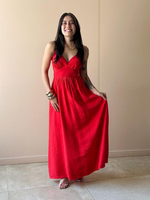 Vestido Longo Mariane VERMELHO - LOJA TUTTI FRUTTI