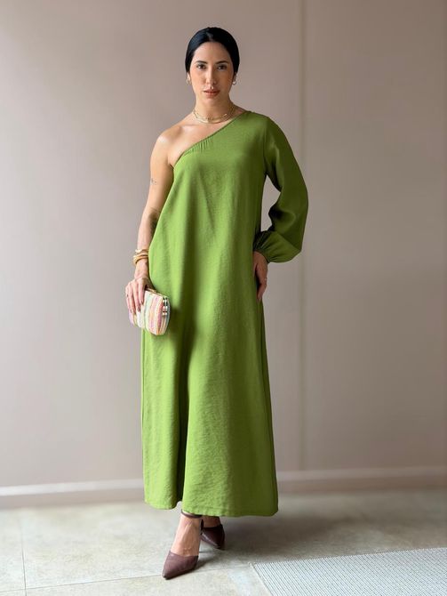 Vestido Elis Nula Manga VERDE OLIVA - LOJA TUTTI FRUTTI