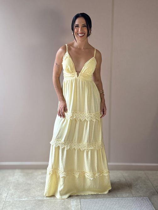 Vestido Longo Vitoria AMARELO - LOJA TUTTI FRUTTI