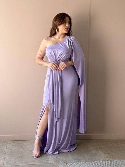 Vestido Longo Lorena Nula Manga LILAS - LOJA TUTTI FRUTTI