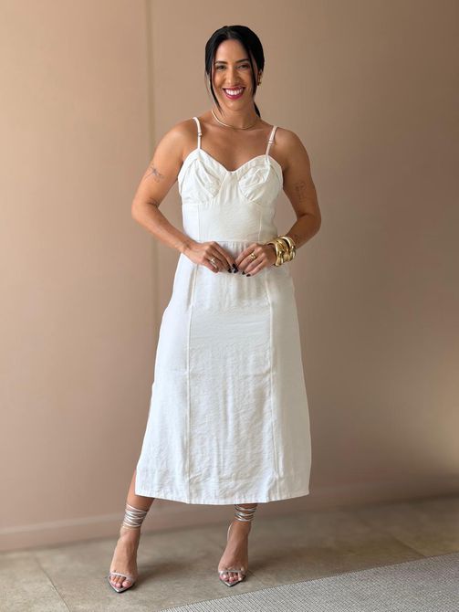 Vestido Midi Aurora OFF WHITE - LOJA TUTTI FRUTTI