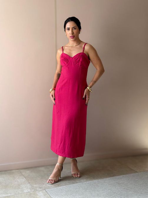 Vestido Midi Aurora VERMELHO CEREJA - LOJA TUTTI FRUTTI