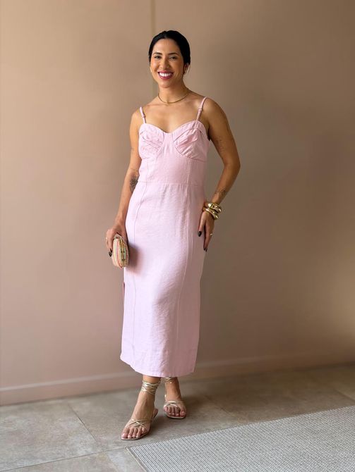 Vestido Midi Aurora ROSA BEBE - LOJA TUTTI FRUTTI